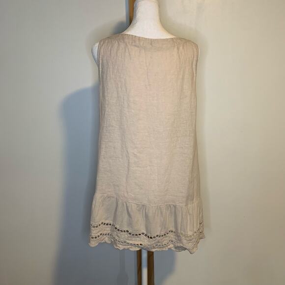 Valentina Naldi light tan linen sleeveless top size M - Picture 3 of 11